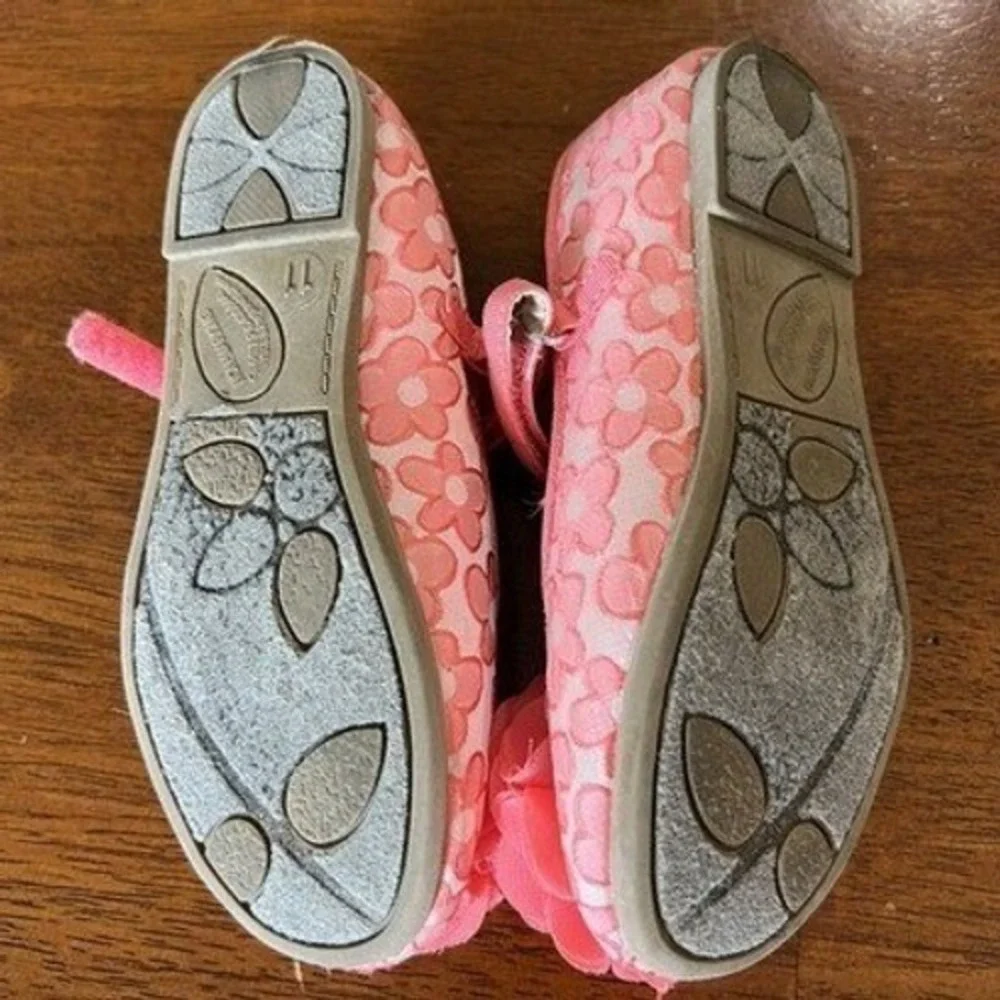 Cherokee Girls Coral Pink Floral Ballet Flat Shoes Flower‎ Detail Toddler 11
